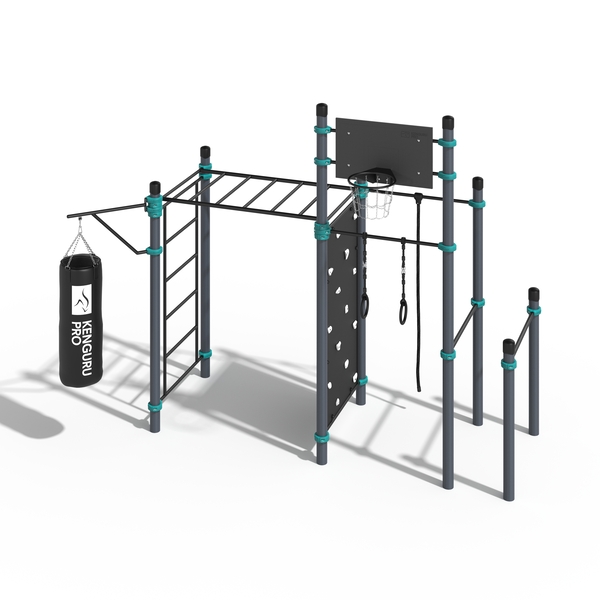 Кастра (Стандарт) - 2 турника, рукоход, шведская стенка, скалодром, баскетболный щит, брусья, боксерский мешок, кольца и канат
