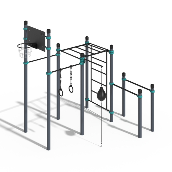 Юкагир (Стандарт) - 2 турника, баскетбольный щит, боксерская груша, брусья, кольца, рукоход классический, шведская стенка