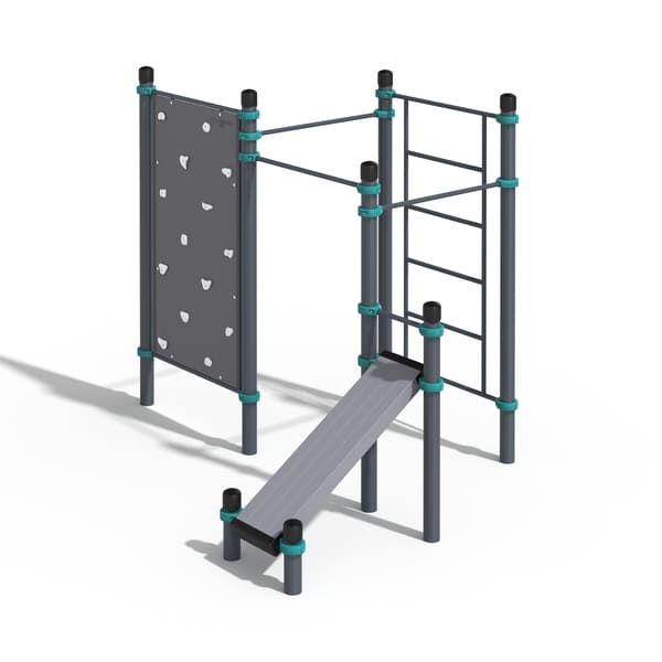 Кустур (Стандарт) - 3 турника, наклонная скамья, скалодром, шведская стенка